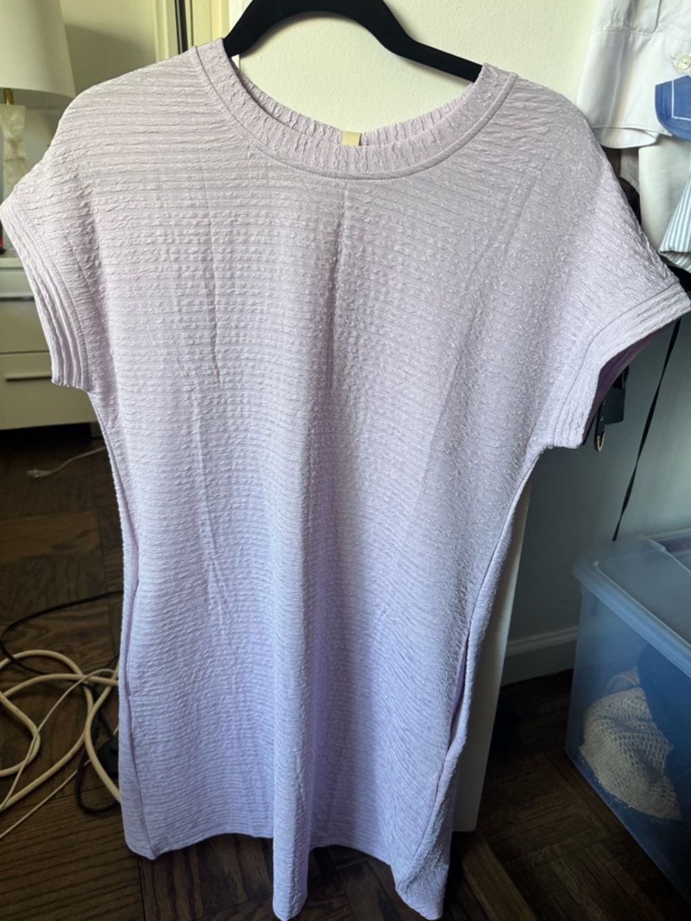 Women's Lilac Textured Short-Sleeve Dress